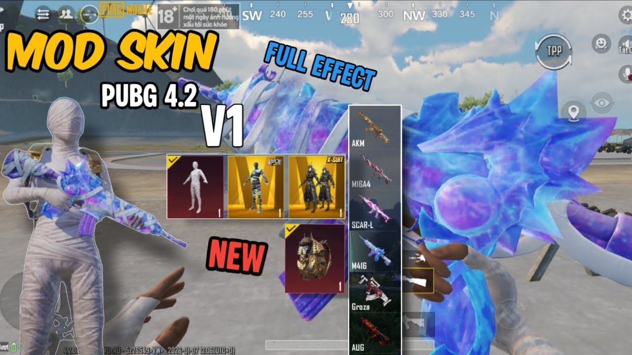 C&ocirc;ng Cụ Skin Pubg 4.2 Mới Nhất Full Skin S&uacute;ng AR C&oacute; Hiệu Ứng Bắn + X&aacute;c Uớp+Th&aacute;nh Gi&aacute;p+Ba L&ocirc; Pharaoh