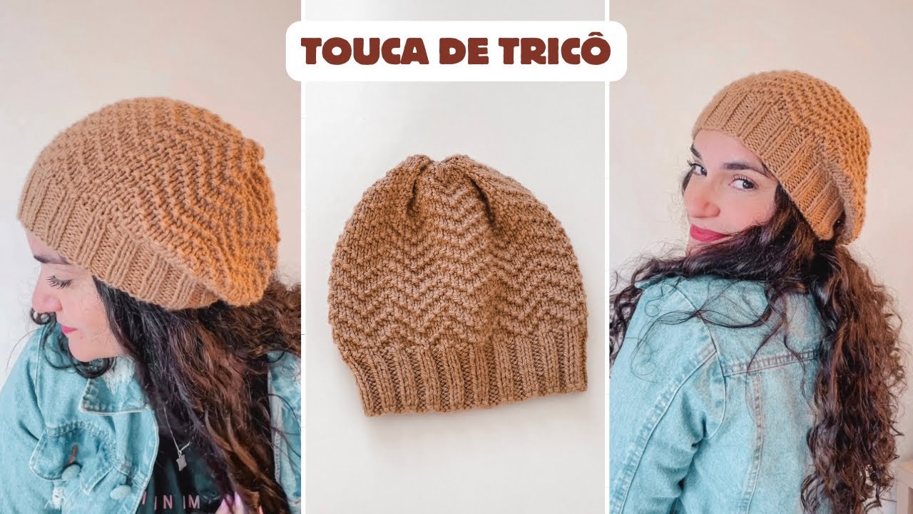 TOUCA CAIDINHA LINDA | Receita de gorro de tricô para iniciantes no ponto Chevron Despontado