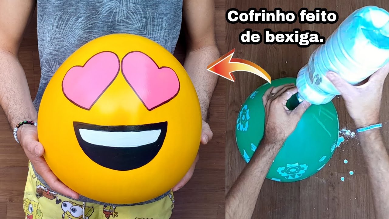 COMO FAZER COFRINHO DE EMOJI FEITO DE BEXIGA E GESSO | FAÇA VOCÊ MESMO COFRINHOS DE GESSO E BEXIGA