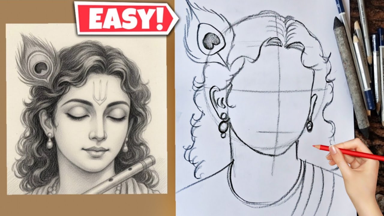 How to draw Lord Krishna drawing 🙏 #drawing