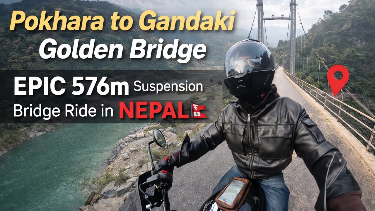 Crossing Nepal’s 576m Gandaki Golden Bridge 🇳🇵 | Part 2 @Scramblermiles #nepal #soloride 