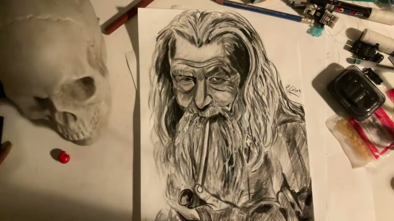 Pencil sketch of (Gandalf) Ian McKellan