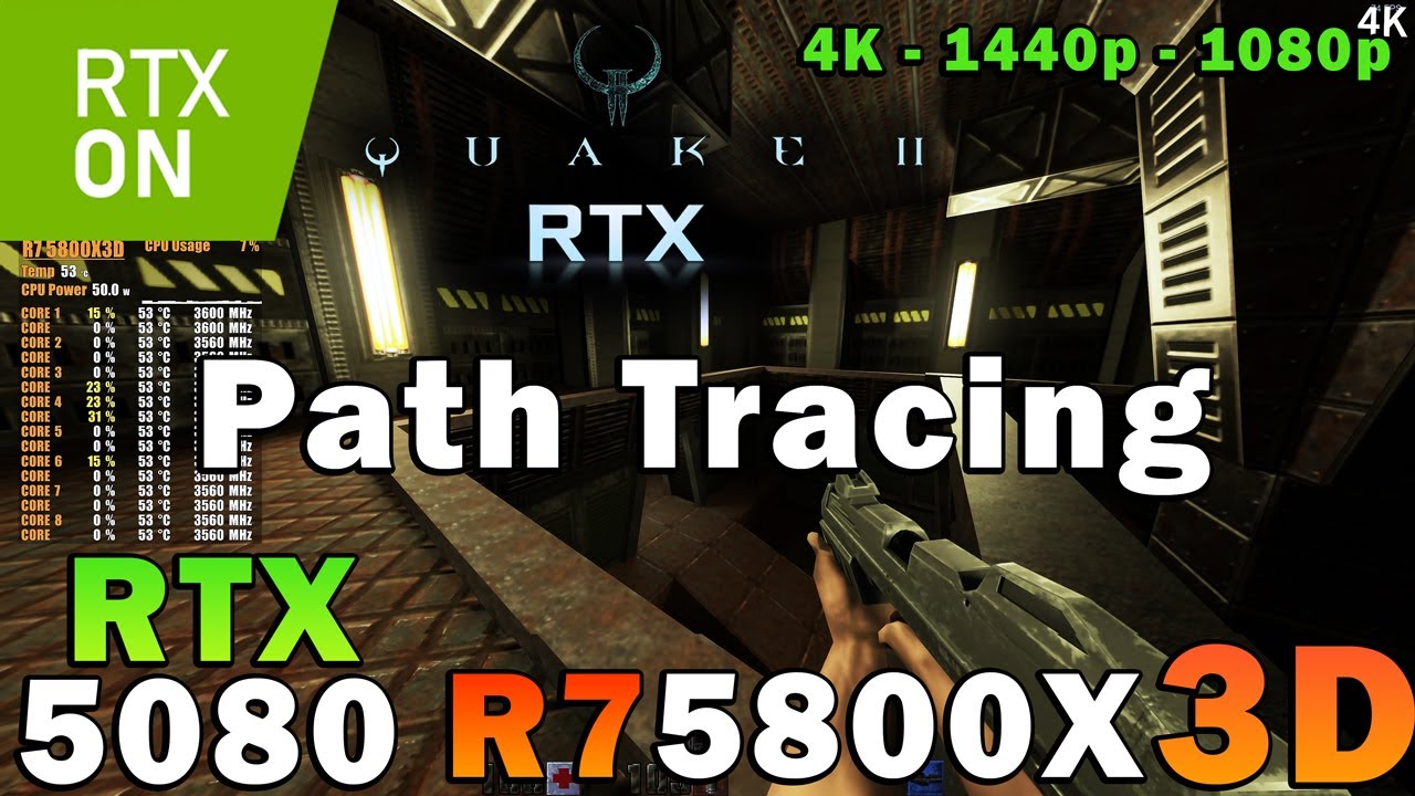 Quake 2 RTX Ray Tracing | RTX 5080 | R7 5800X3D | 4K - 1440p - 1080p | Ultra Settings
