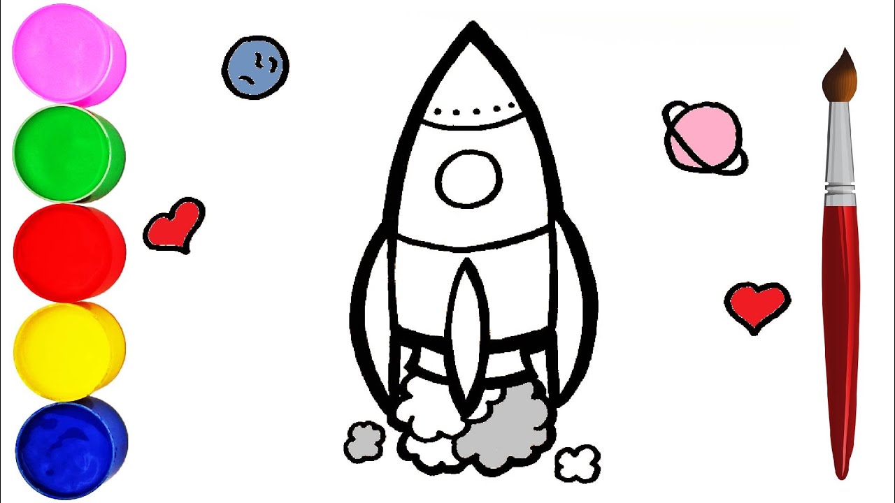 Rakete Zeichnen und Malen für Kinder