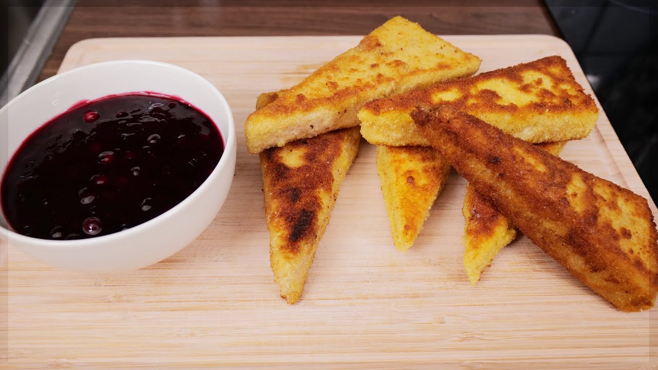 Grießschnitten mit roter Fruchtsoße // einfaches Rezept zum selber machen