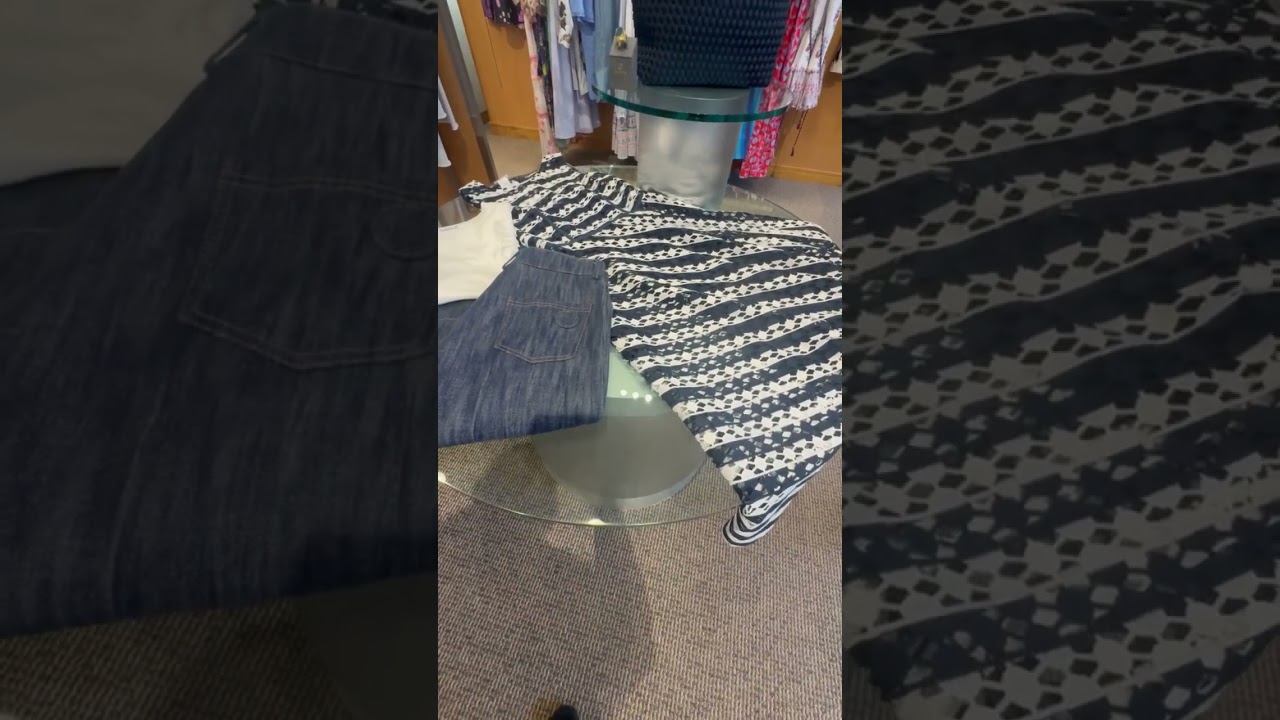 First women&rsquo;s markdowns at our store   Were showing an Akris Punto Striped lace maxi dress with a wi