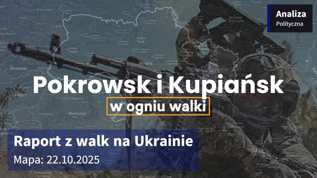Wojna na Ukrainie Mapa 22.10.2025 - Pokrowsk i Kupiańsk w ogniu walki