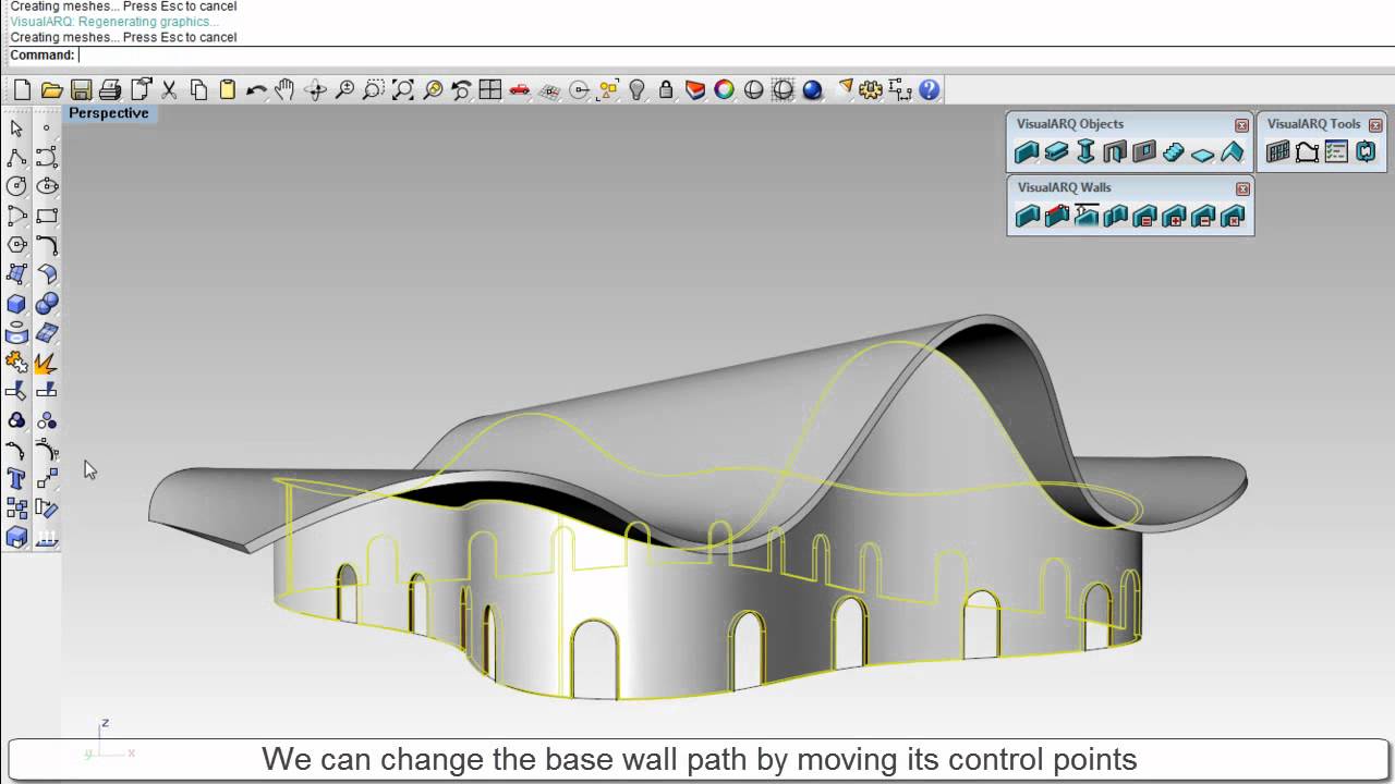 VisualARQ 1: how to extend a wall to a freeform roof 2