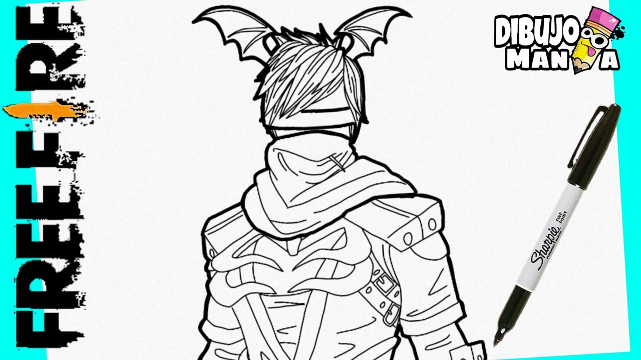 COMO DIBUJAR LA SKIN ASSASSIN CROSS (HOMBRE) DE FREE FIRE X RAGNAROK | DIBUJOS DE FREE FIRE