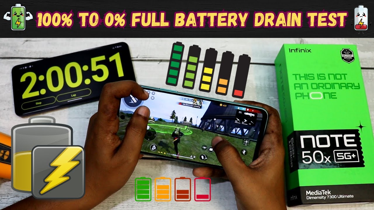 Infinix Note 50x 5G 100% to 0% Full Battery Drain Test | Infinix Note 50x 5G battery life 🤯
