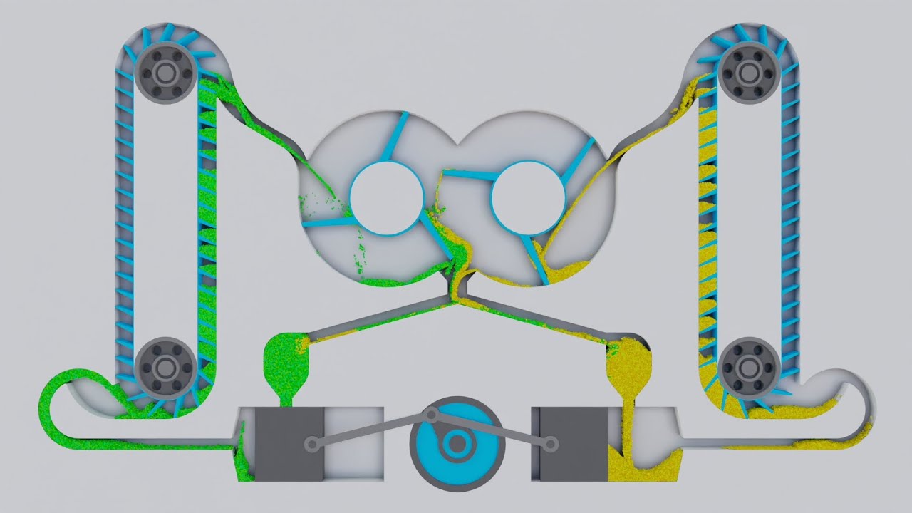 Particle fluid. Pistons. Simulation [08]