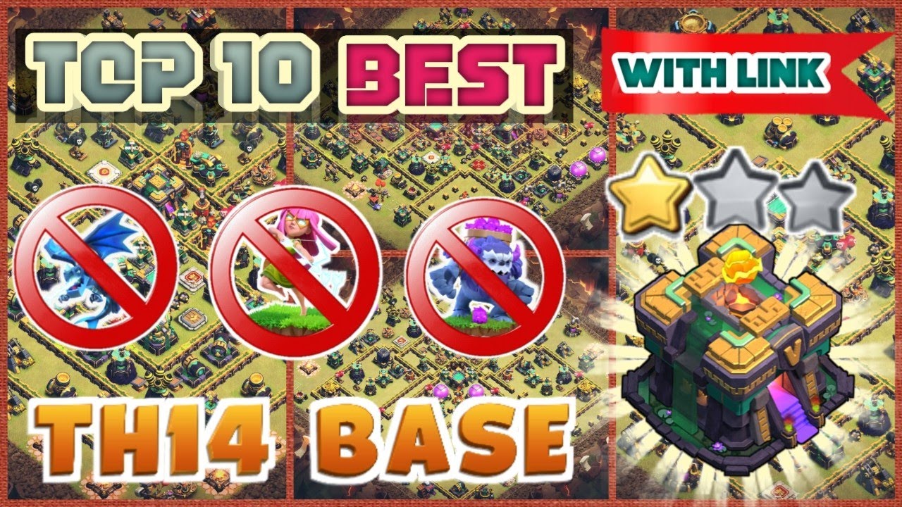 TOP 10 UNBEATEN TH14 WAR BASE WITH LINK || TH14 WAR / CWL BASE ANTI 3 STAR || TH14 NEW BASE 2/26/24