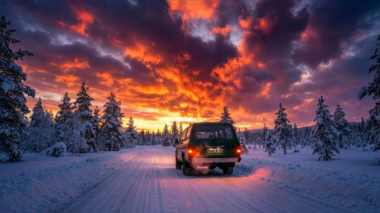 Route84FM – Cold Horizon | Retro Ambient Night Drive in the Snow (Cinematic Deep House)