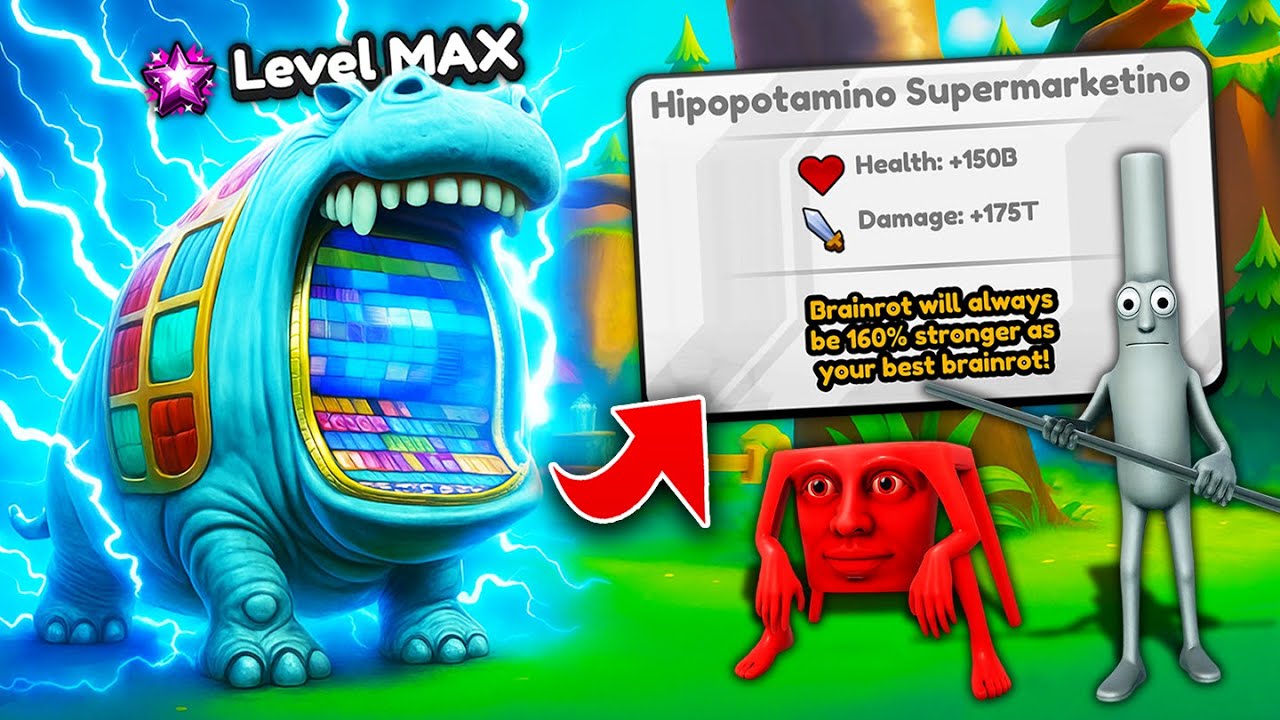 Открываем МАКСИМАЛЬНЫЙ УРОВЕНЬ Гипопотамино Супермаркетино в Brainrot Evolution! (Roblox)