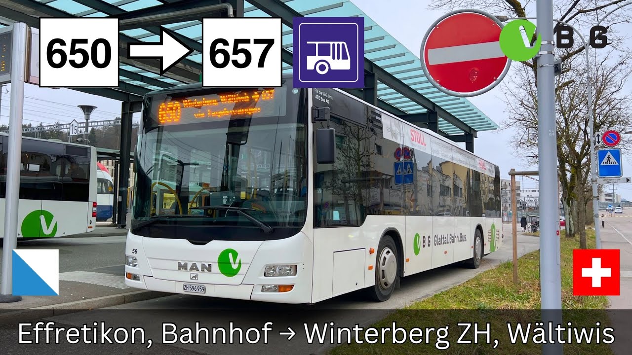 TWO IN ONE:🇨🇭Zürich VBG Buslinien 650/657 | Effretikon Bahnhof → Winterberg ZH, Wältiwis [4K]