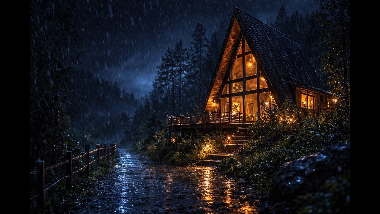 A Cozy Forest Cabin Awaits After the Heavy Rain 🌧️ Relaxing Rain Sounds for Sleep & calm anxiety