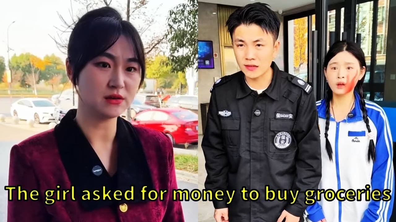 The girl waited patiently for the boss to give her the money for her grandfather's vegetables!