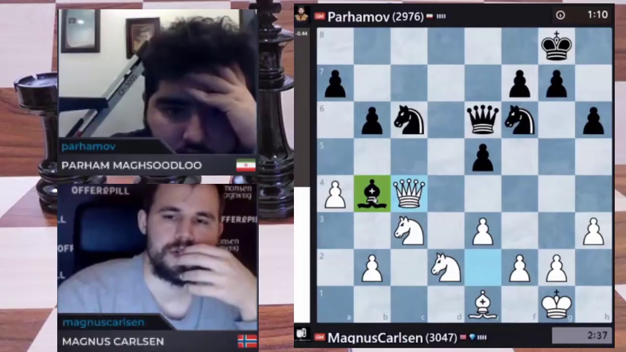 GOOD DEFENSE!! Magnus Carlsen (3047) vs Parham Maghsoodloo (2976) || Blitz Chess 2020