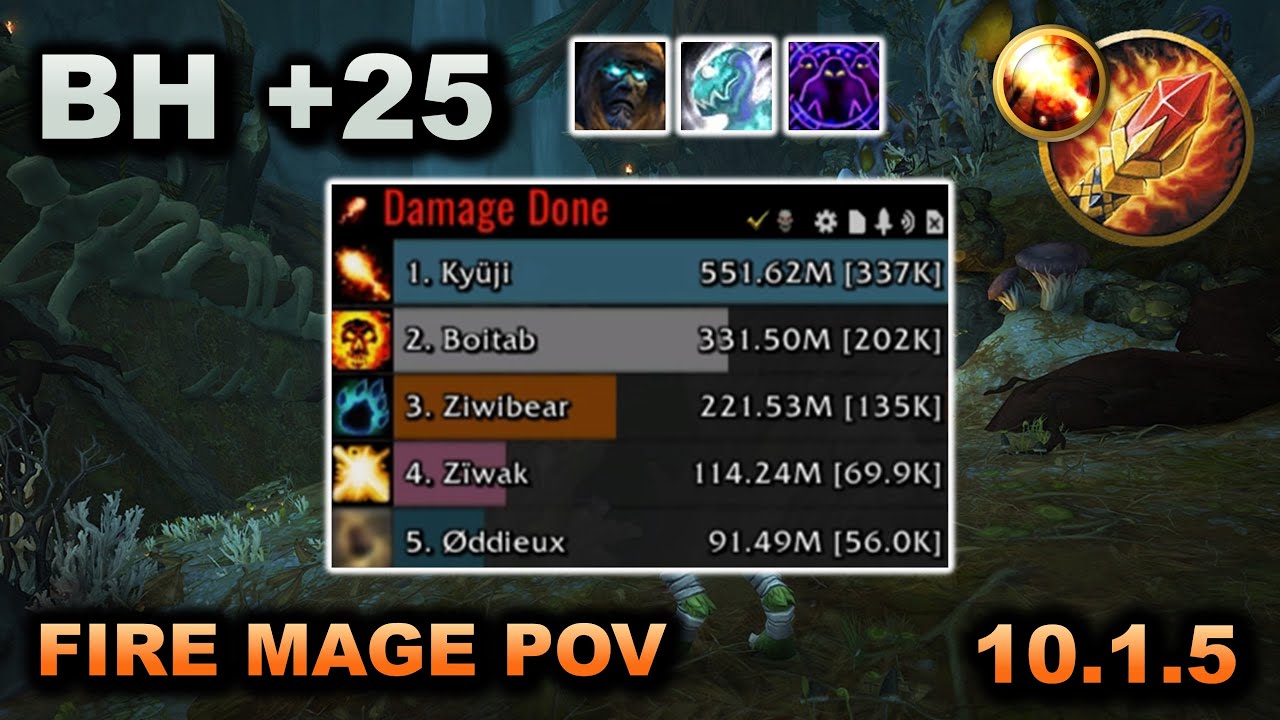 337k Overall Fire Mage 10.1.5 Dragonflight Season 2 - Brackenhide Hollow +25 Tyrannical