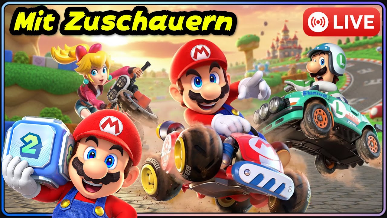 Mit Zuschauern: 16-VS-Online-Turnier & K.o & 2x Blitz-Regeln Mario Kart World & Party Jamboree