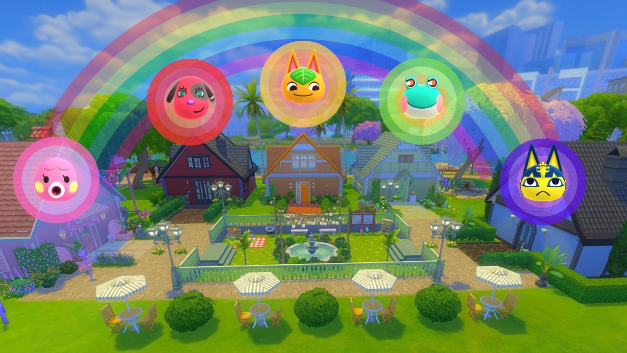 i built a rainbow animal crossing village in the sims 4 (part 1)