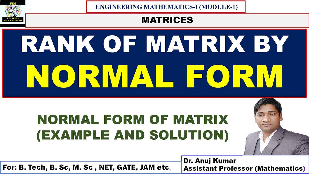 Rank of Matrix by Normal form | Rank of Matrix by Canonical form | Normal form of a Matrix