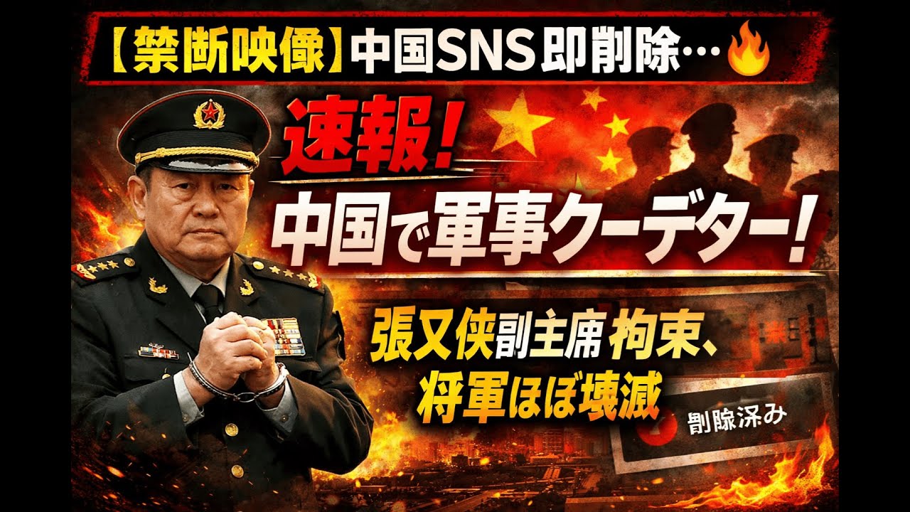 【禁断映像】中国SNS即削除…🔥 速報！中国で軍事クーデター！ 張又侠副主席拘束、将軍ほぼ壊滅