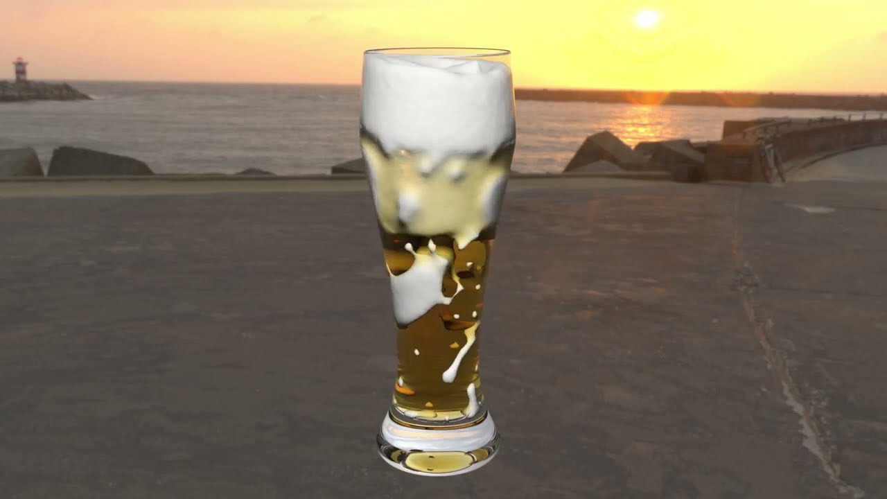 Simulation of liquid and foam | Beer in Cinema 4D | RealFlow | Симуляция жидкости и пены