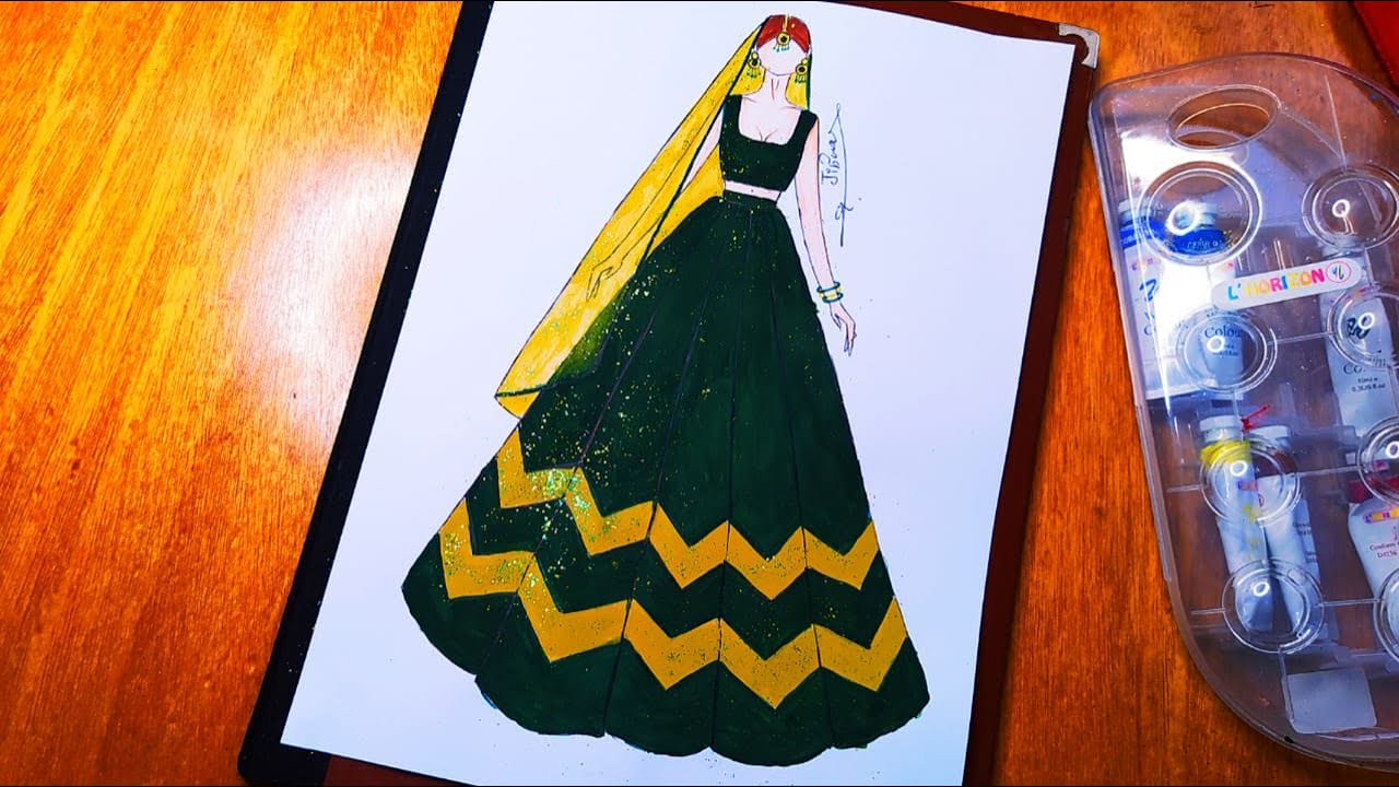 تعلم رسم اللباس الهندي \ رسم الساري الهندي_ Comment dessiner une robe indienne