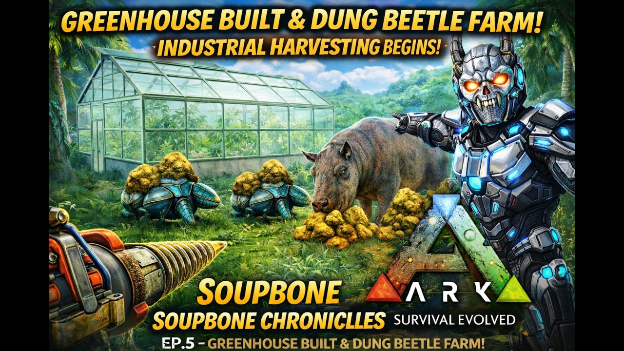 Father & Son ARK Ep.5 – Mining Drill, Poop Fest & Greenhouse Build!