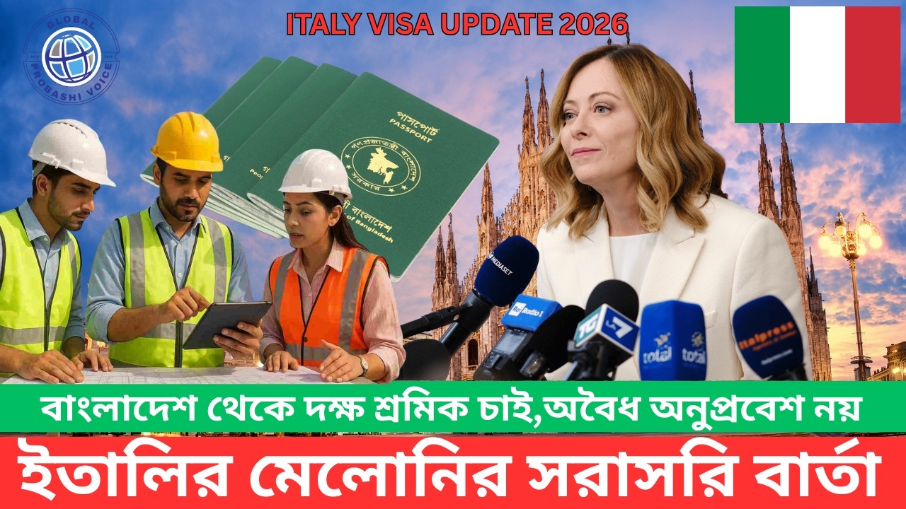 Italy Visa Update 2026 | দক্ষ শ্রমিক নিচ্ছে ইতালি | অবৈধ অনুপ্রবেশে কঠোর মেলোনি