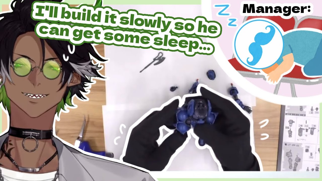 Oga's manager falls asleep in the studio during his Gunpla handcam stream (HOLOSTARS eng sub clip)