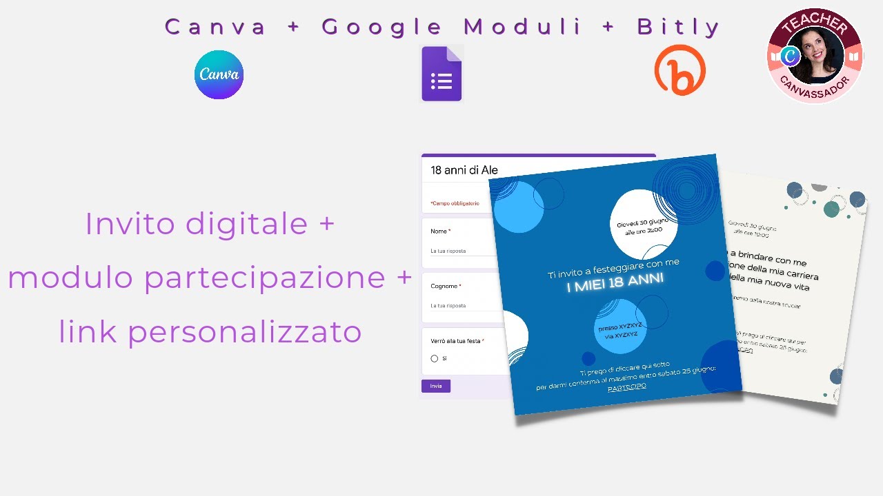Realizziamo un INVITO DIGITALE con CANVA completo di MODULO DI PARTECIPAZIONE e LINK PERSONALIZZATO