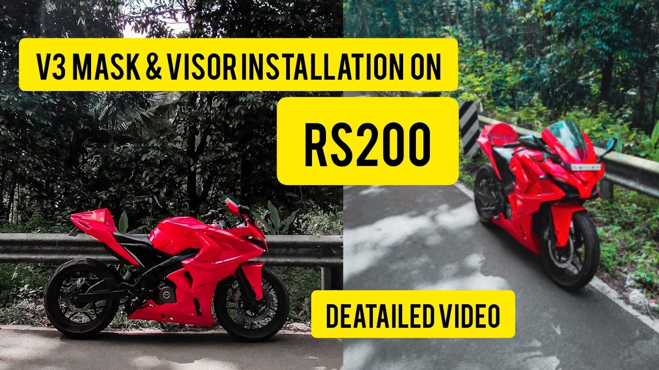 V3 FRONT MASK & VISOR INSTALLED PULSAR RS200 [NEW MODEL SEATCOWL RS200]