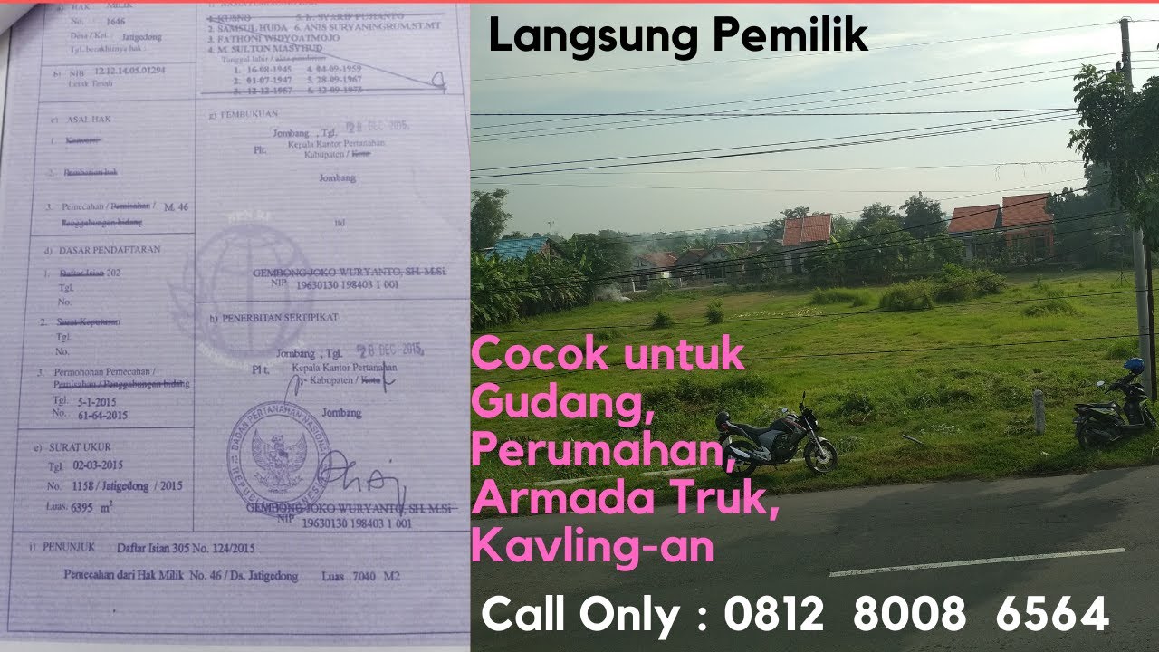Telp 0812.8008.6564 Cari Tanah Untuk Kavling di Ploso Jombang