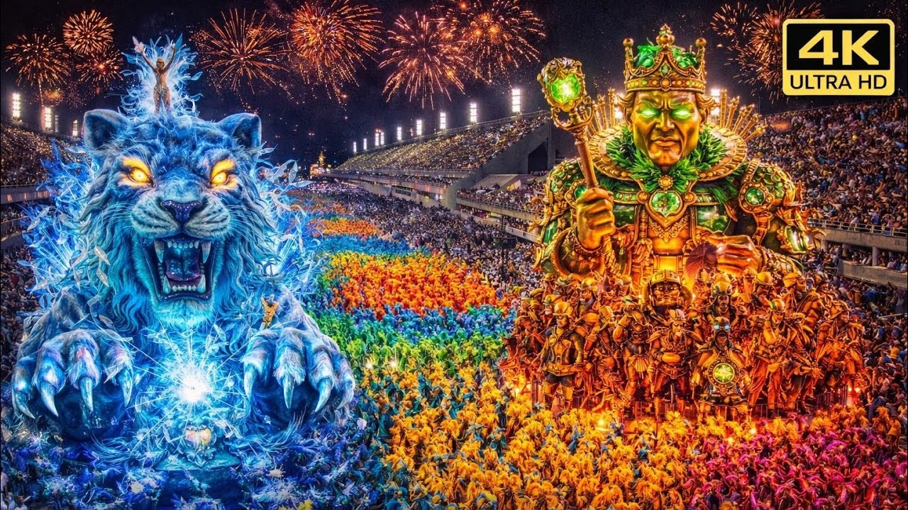 RIO CHAMPIONS PARADE 2026 LIVE – Insane Giant Floats & Fireworks Night Show at Sambadrome (4K)