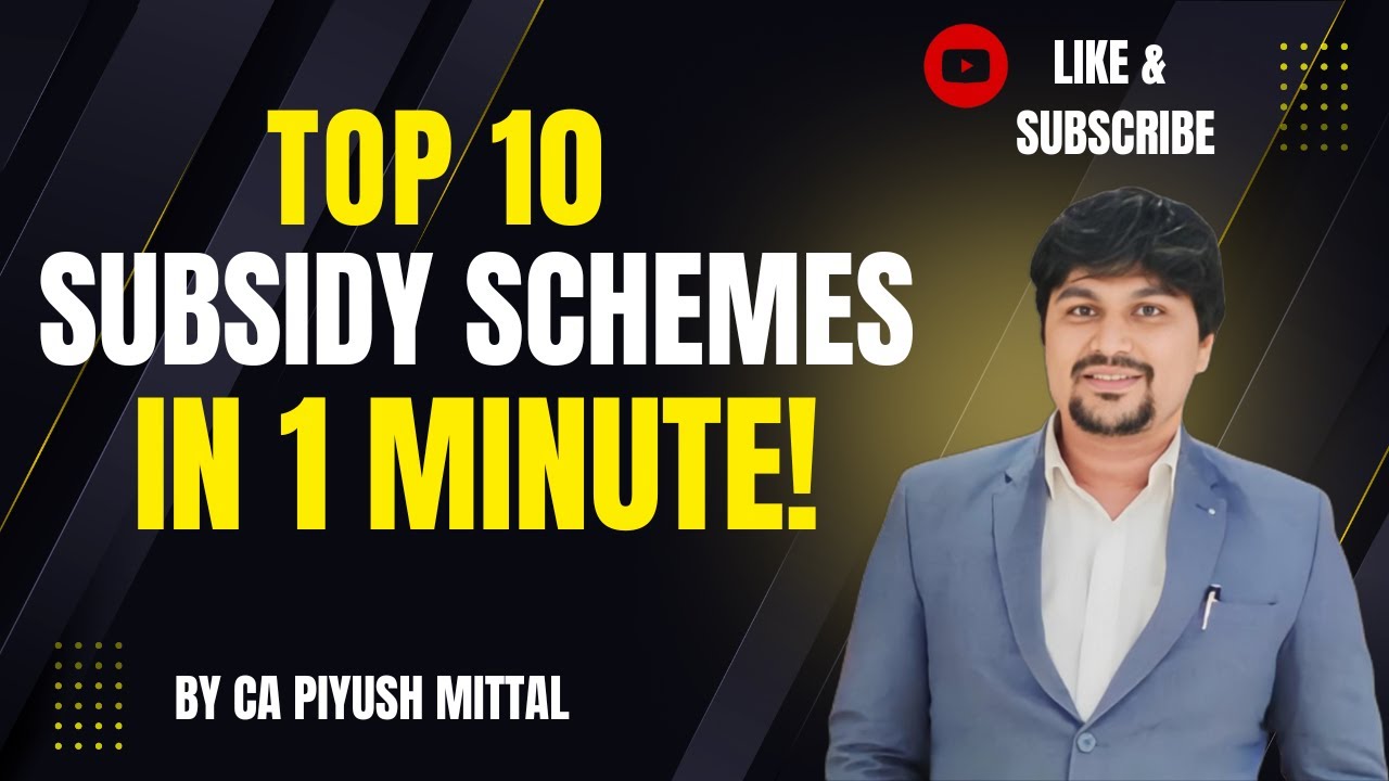 Top 10 Subsidy Schemes in 1 Minute | Govt Funding | MSME | Startup | Export