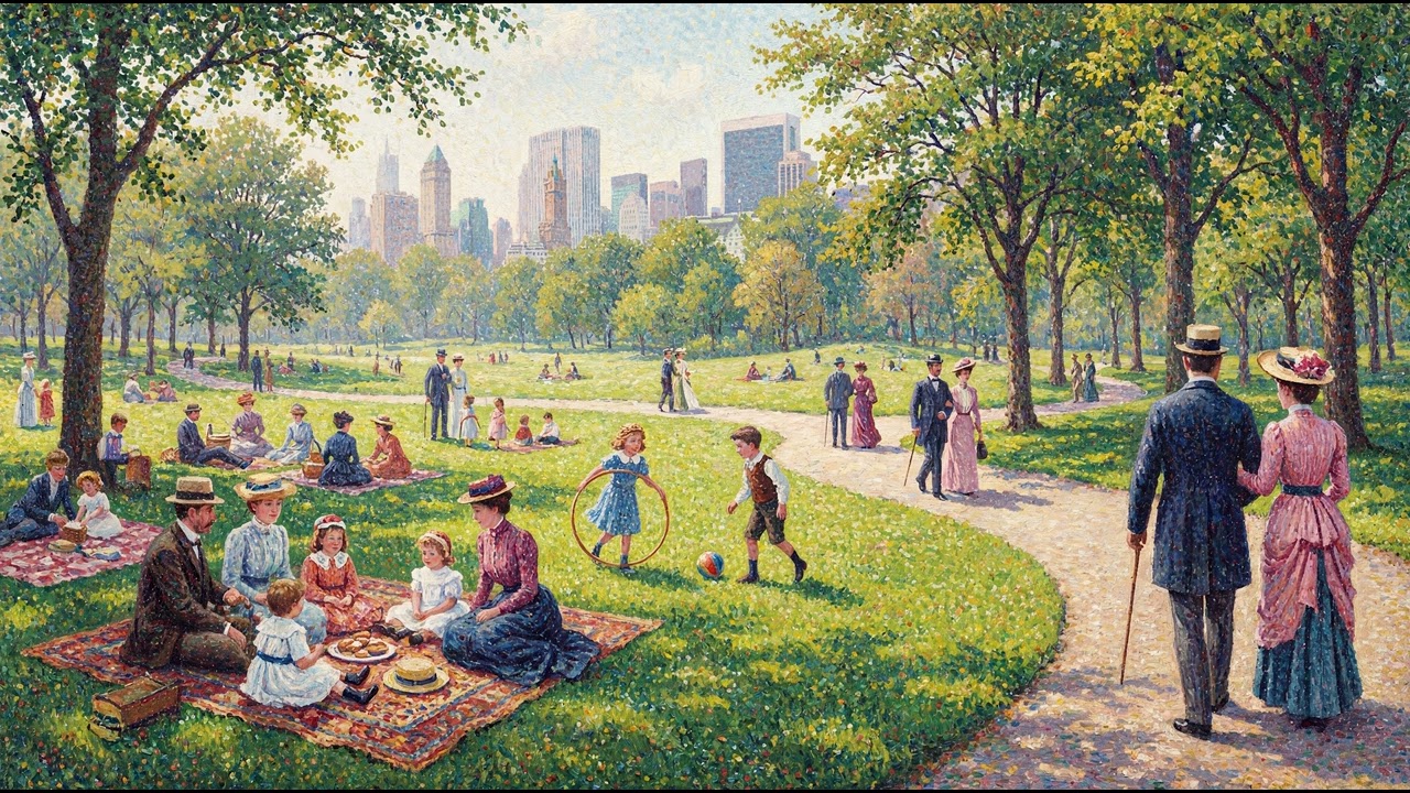 Pointillism Art Modern Urban Scenes in the Style of A Sunday on La Grande Jatte | GVS