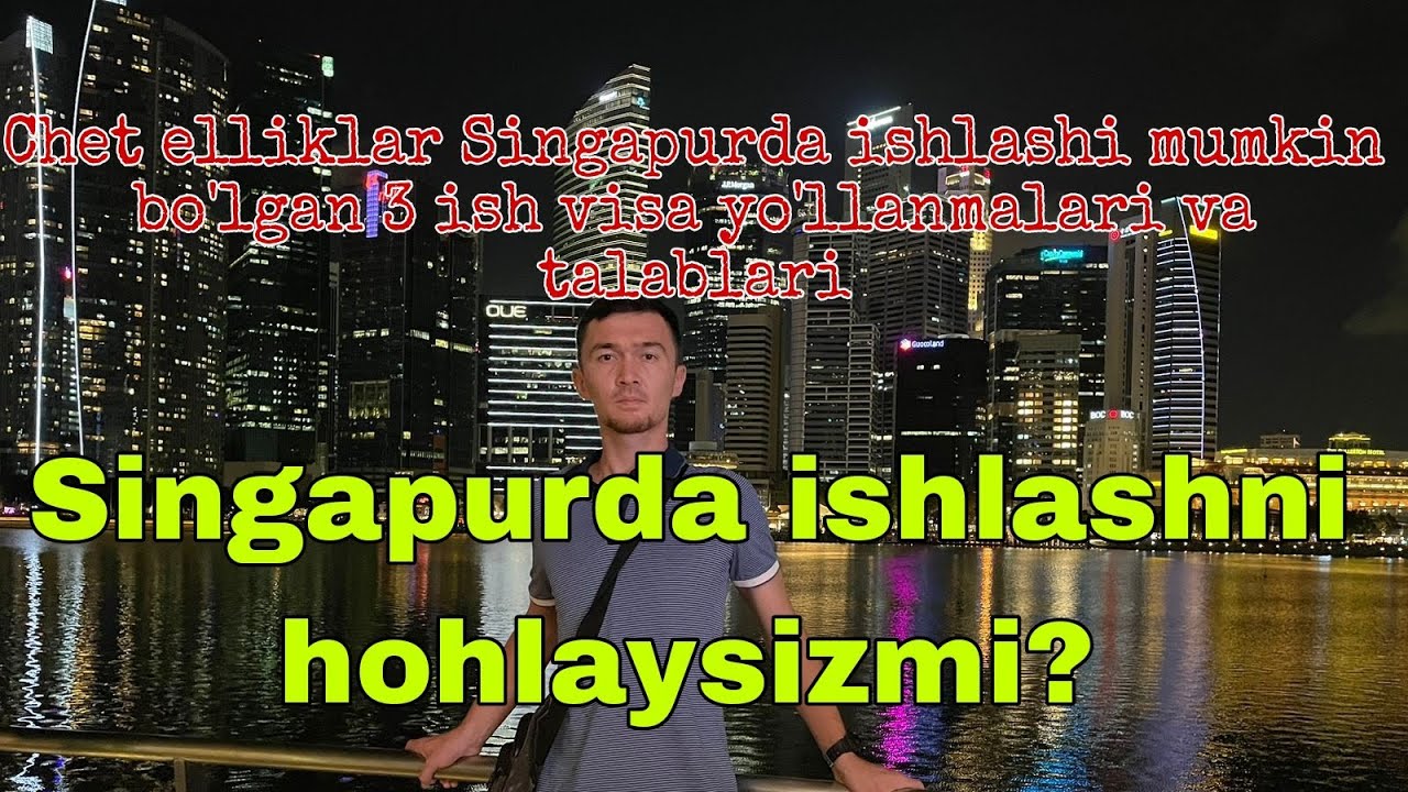 Chet elliklarni Singapurda ishlashi uchun yo'llanma beradigon 3 ish visa turlari, talablari, maoshi!