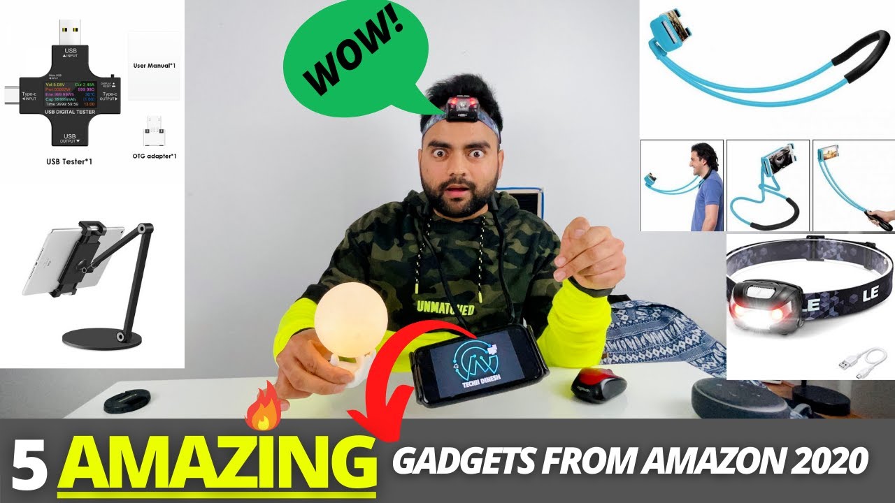 5 unique gadgets on amazon in 2020, USB power tester, iPad stand, neck mount, USB led headlamp😱🔥🔥🔥