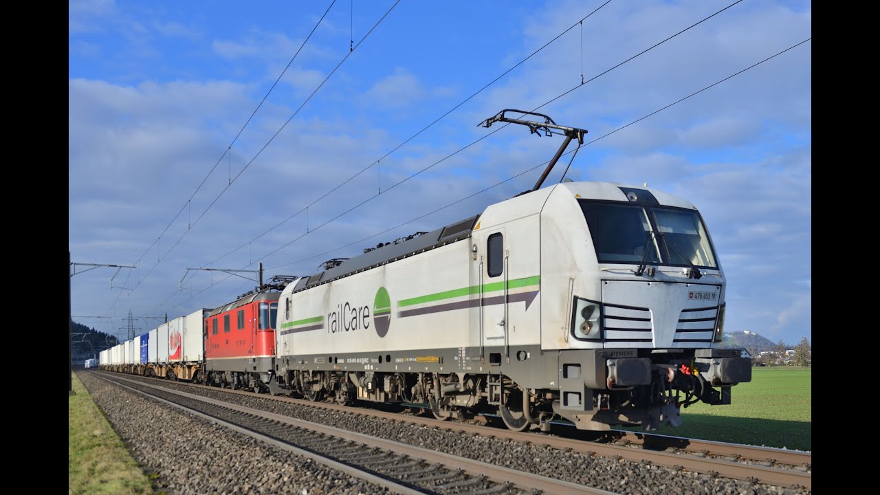 Bahnverkehr Januar 2023: EX ÖBB 1042 bei WRS mit Re 4/4, Überführung für Matterhorn Gotthardbahn