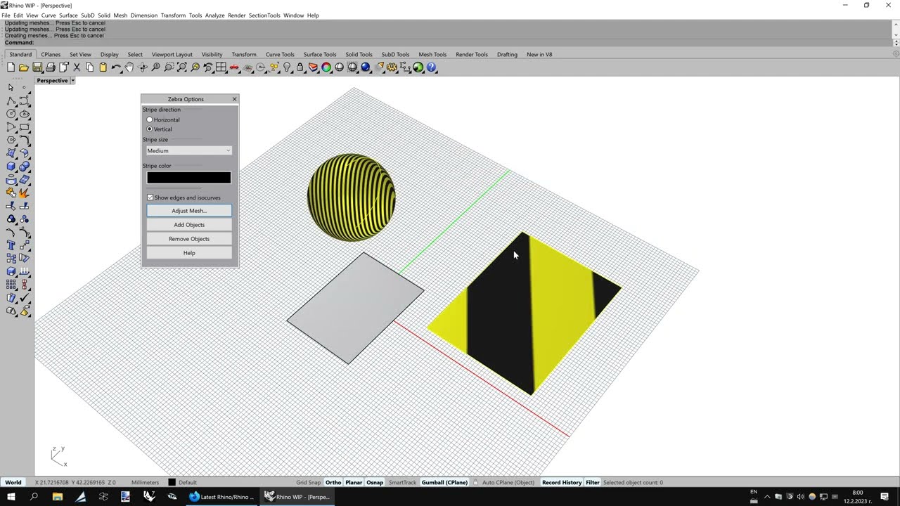 Bug: Permanent selection after adjusting the mesh density in Zebra analysis