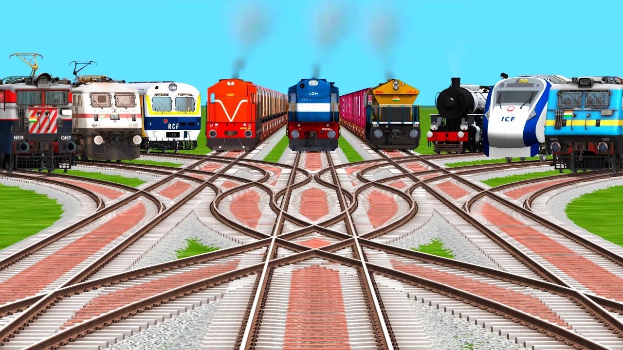 9️⃣ Realistic Trains Vs Extreme Bumpy Railroad Crossings Risky Railroad Tracks//train simulator game