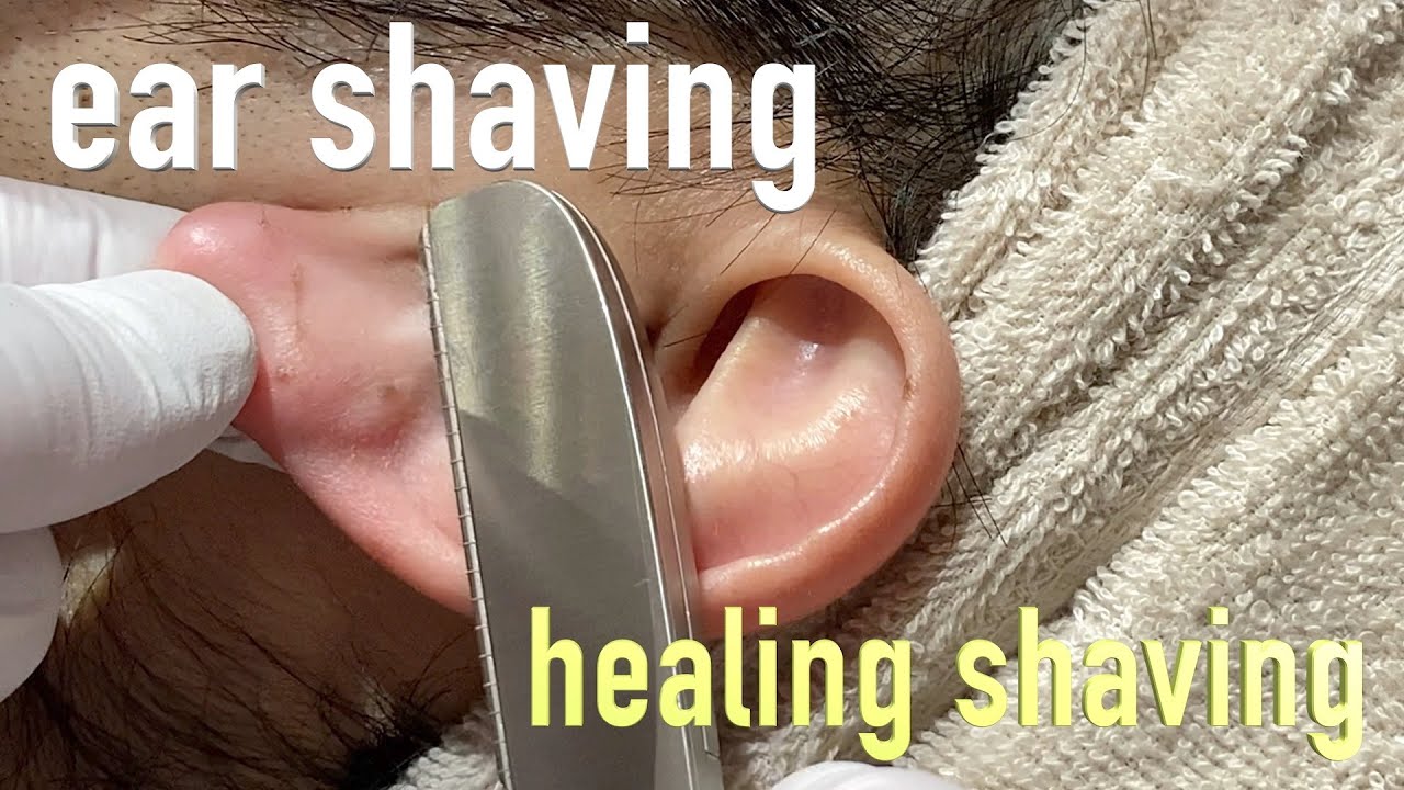 💈Japanese barber💈EAR  shaving💈NO ASMR/耳剃り/うぶ毛剃り/耳掃除/귀 면도 / 솜털 머리 면도 / 귀 청소