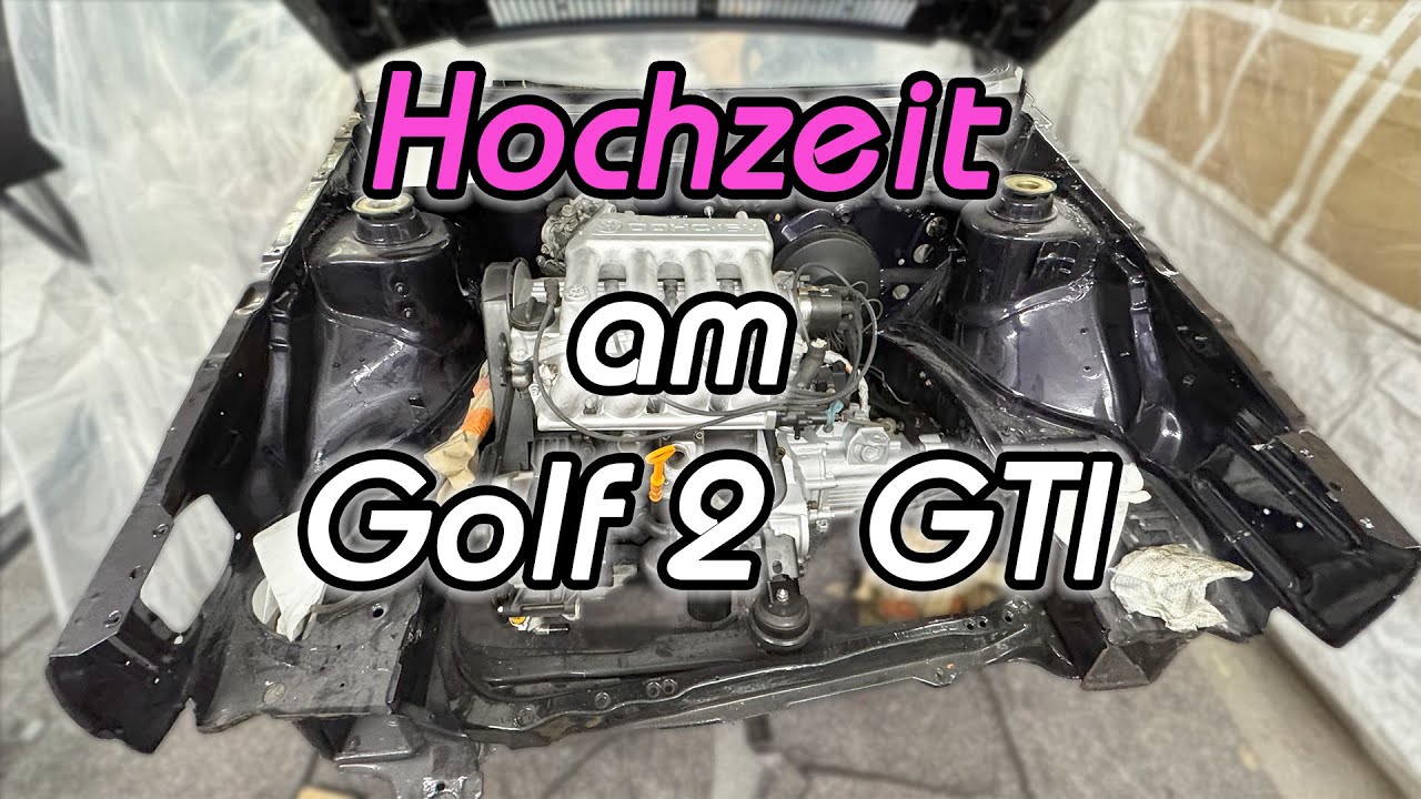 Hochzeit am Golf 2 GTI - Motor kommt endlich nach 4 Jahren wieder ins Auto