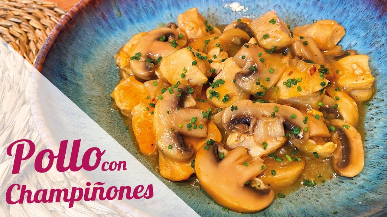 POLLO CON CHAMPIÑONES FACIL Y RAPIDO SALUDABLE 🐓🍄 RECETA SIN CREMA