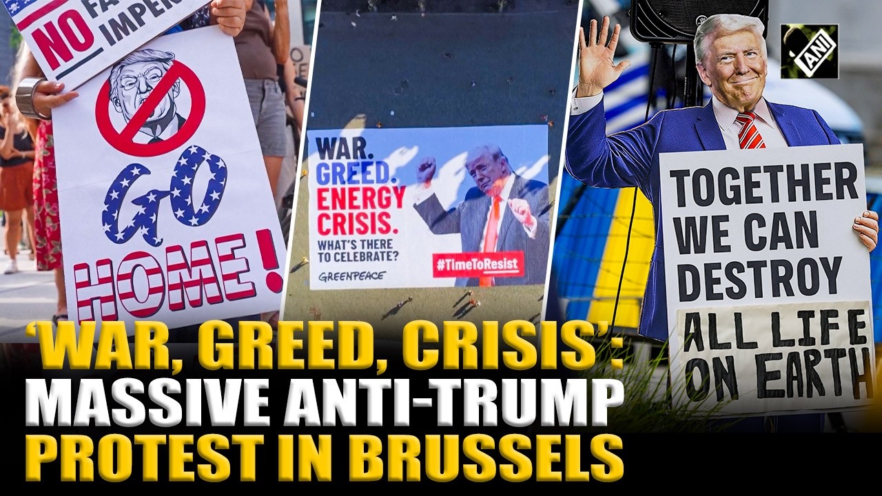 &lsquo;War, Greed, Crisis&rsquo;: Massive anti-Trump protest in Brussels over US Independence Day celebration