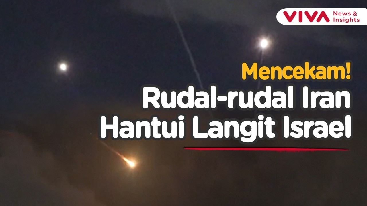 Detik-detik Gempuran Rudal Iran Terlihat di Langit Israel