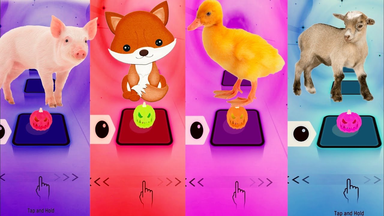 Piggy vs Fox vs Duckling vs Baby Goat | Tiles Hop EDM Rush