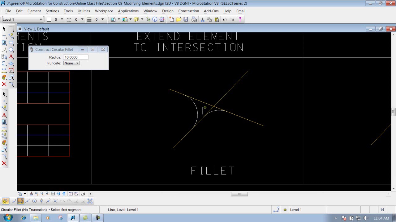 MicrostationV8I SS4 9.14 Circular Fillet